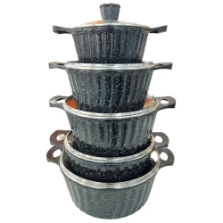 Набор кастрюль Unique ZGH_00088, гранит, черный, 10 предметов