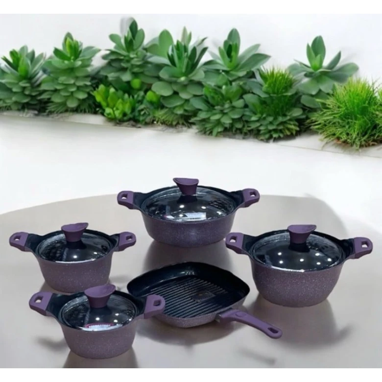Набор кастрюль Akdeniz SHA-00006611, гранит, фиолетовый, 18/20/24/26/28 см, 9 шт Набор кастрюль Akdeniz SHA-00006611, гранит, фиолетовый, 18/20/24/26/28 см, 9 шт