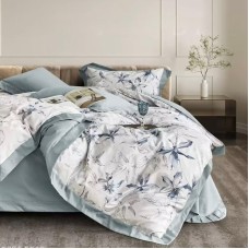 Yataq dəsti MiraNova Sateen D’lux CTS-247, yorğan üzü 200x220 sm, mələfə 240x260 sm, 2 əd. yastıq üzü, 50x70 sm, ikinəfərlik, satin, ağ/mavi