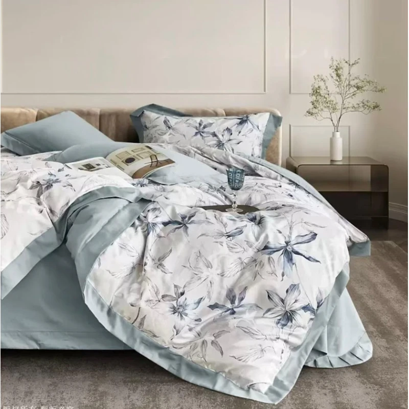 Комплект постельного белья MiraNova Sateen D’lux CTS-247, пододеяльник 200x220 см, простыня 240x260 см, 2 шт. наволочки 50x70 см, двуспальный, сатин, белый/голубой Комплект постельного белья MiraNova Sateen D’lux CTS-247, пододеяльник 200x220 см, простыня 240x260 см, 2 шт. наволочки 50x70 см, двуспальный, сатин, белый/голубой