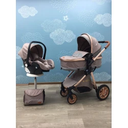 Детская коляска 3в1 Kidilo V91C3, коричневая