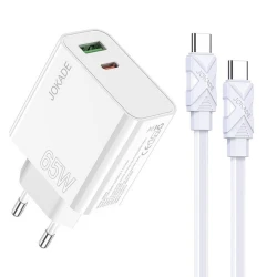 Сетевое зарядное устройство Jokade JB046 Super Fast Charge with Cable Type-C to Type-C 65 W, Белый