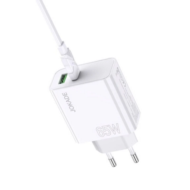 Сетевое зарядное устройство Jokade JB046 Super Fast Charge with Cable Type-C to Type-C 65 W, Белый Сетевое зарядное устройство Jokade JB046 Super Fast Charge with Cable Type-C to Type-C 65 W, Белый