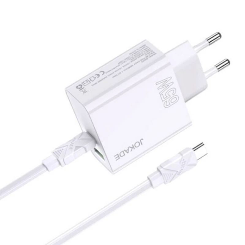 Сетевое зарядное устройство Jokade JB046 Super Fast Charge with Cable Type-C to Type-C 65 W, Белый Сетевое зарядное устройство Jokade JB046 Super Fast Charge with Cable Type-C to Type-C 65 W, Белый