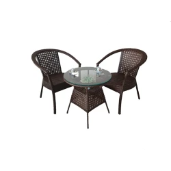 Комплект садовой мебели Zili Rattan Sofiya, на 2 человека, коричневый; размер стола: диаметр 60 см, высота 60 см; размер стула: ширина 63 см, высота 80 см Комплект садовой мебели Zili Rattan Sofiya, на 2 человека, коричневый; размер стола: диаметр 60 см, высота 60 см; размер стула: ширина 63 см, высота 80 см