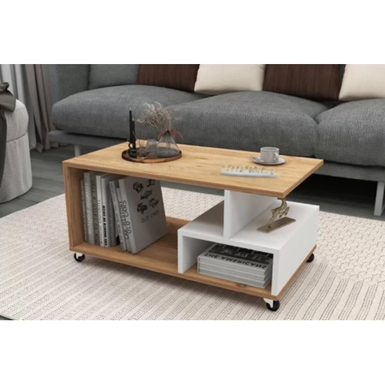 Журнальный стол TV Stend M9, ламинат, белый/коричневый, 90x50x45 Журнальный стол TV Stend M9, ламинат, белый/коричневый, 90x50x45