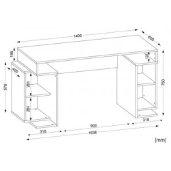 Компьютерный стол Art Mebel Art_Komp_Masası 184, белый/коричневый, 75x150x60 см