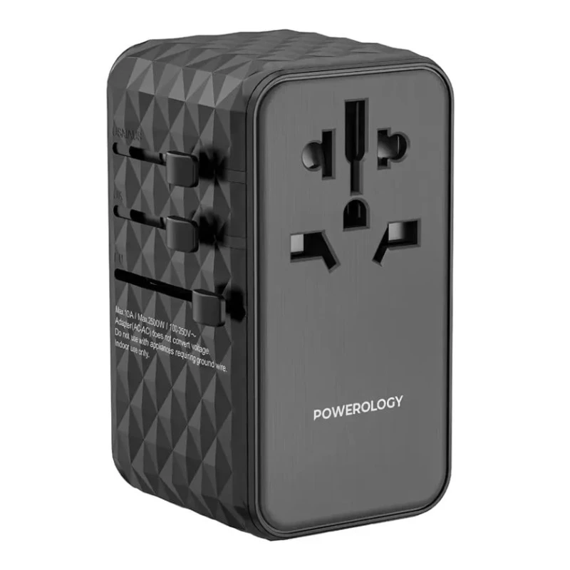 Сетевое зарядное устройство Powerology GaN 170W 4-Ports Fast Charging + AC, Черный Сетевое зарядное устройство Powerology GaN 170W 4-Ports Fast Charging + AC, Черный