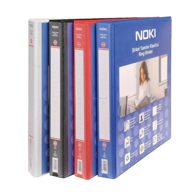 Папка-регистратор Noki A4, с 4 кольцами, 3 см, ПВХ/картон, синий Папка-регистратор Noki A4, с 4 кольцами, 3 см, ПВХ/картон, синий