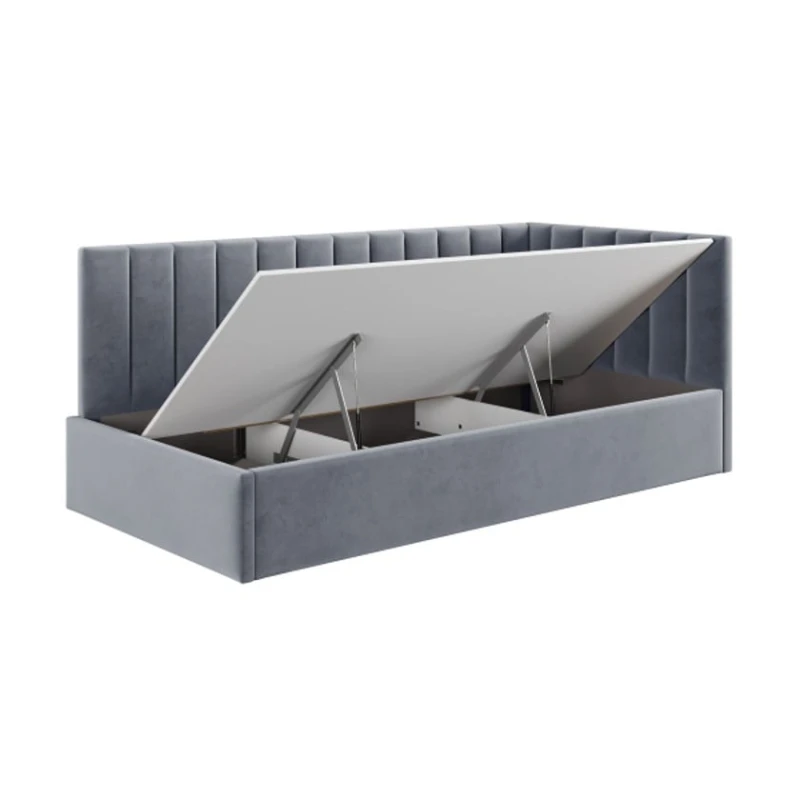 Односпальная кровать Art_tek_yataq (120) 56, ламинат/текстиль, серая, 200x85x120 см