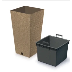 Горшок Prosperplast ME-SH300W, 29.5x29.5x55 см, 35 л, пластик/дерево, коричневый