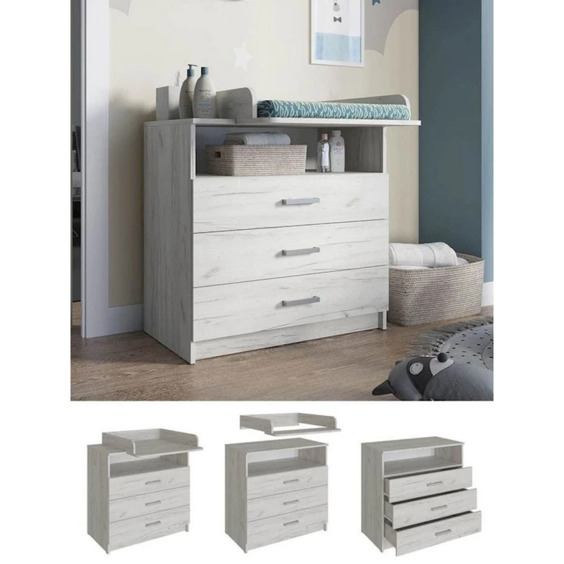 Комод, 77x75x33 см, ЛДСП, крафт, белый