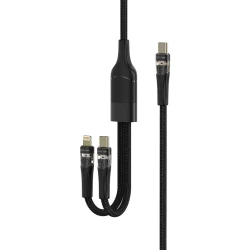 Кабель USB Green Lion 2 in1 Transparent Fast Charging Cable (GN2IN1TRHDBK) Black