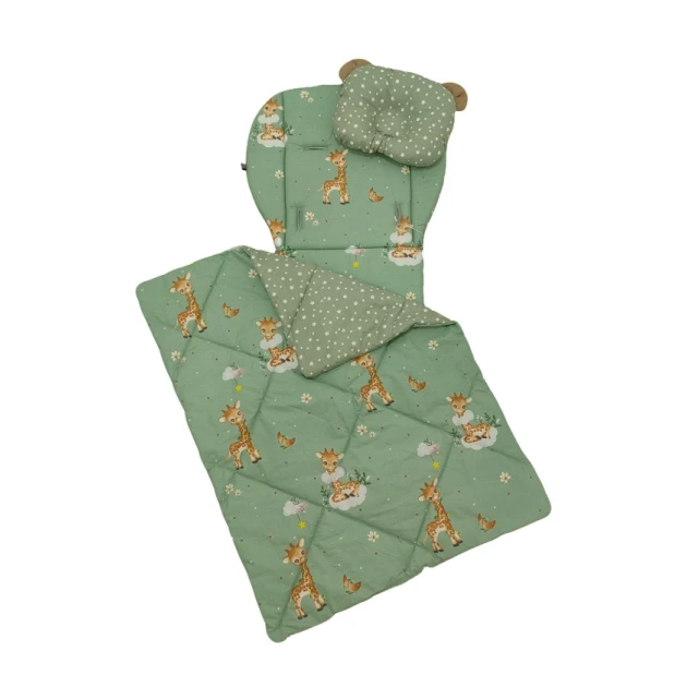 Набор для детской коляски Softcare матрас 78x33 см, одеяло 65x85 см, подушка, зеленый