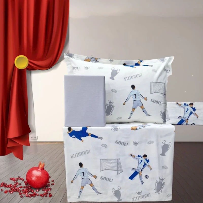 Uşaqlar üçün yataq dəsti Narlı 000858, birnəfərlik, pambıq, rəngbərəng, yorğan üzü 160x220 sm, mələfə 180x240 sm, yastıq üzü 50x70 sm/1 əd