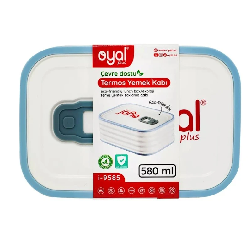Термо ланч-бокс Oyal Plus i-9585, 580 мл, голубой