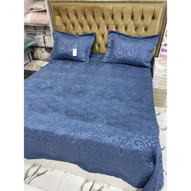 Набор MiraNova SF-803, двуспальный, синий, покрывало 250х250 см, подушки 60х80 см/2 шт Набор MiraNova SF-803, двуспальный, синий, покрывало 250х250 см, подушки 60х80 см/2 шт