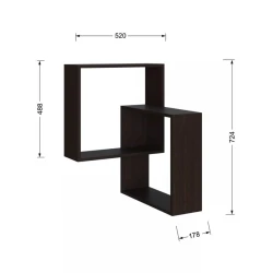 Настенная полка Art Mebel 166, ламинат, 72х52х18 см, коричневая Настенная полка Art Mebel 166, ламинат, 72х52х18 см, коричневая
