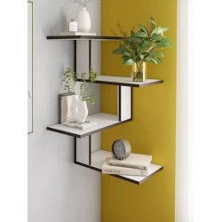 Настенная полка Art Mebel 107, ламинат, 85х45х25 см, белая/коричневая Настенная полка Art Mebel 107, ламинат, 85х45х25 см, белая/коричневая