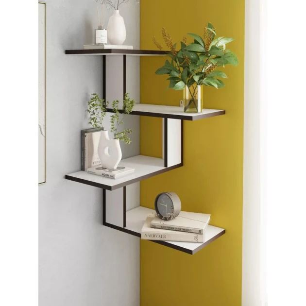 Настенная полка Art Mebel 107, ламинат, 85х45х25 см, белая/коричневая