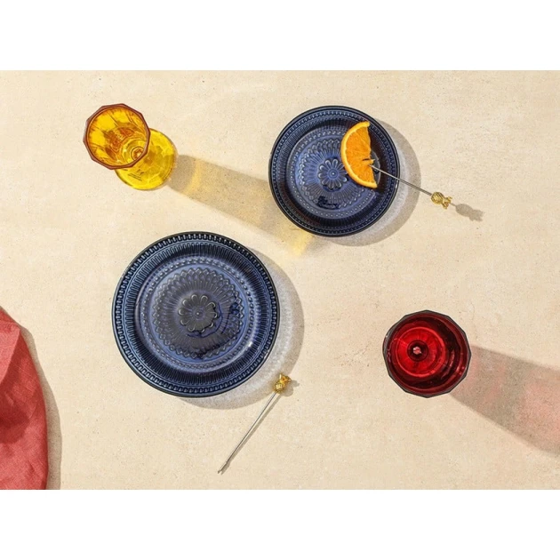 Boşqab Porland Lina, şüşə, göy, 17 sm