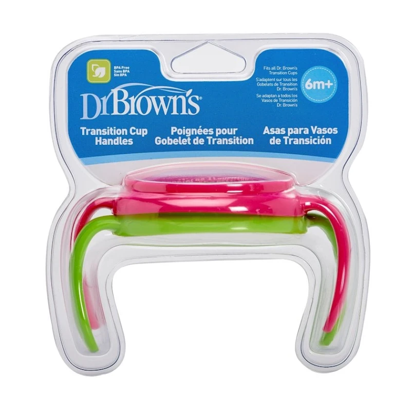Набор ручек для бутылочек Dr.Brown's Transition Cup Handles, розовый/зеленый, 2 шт