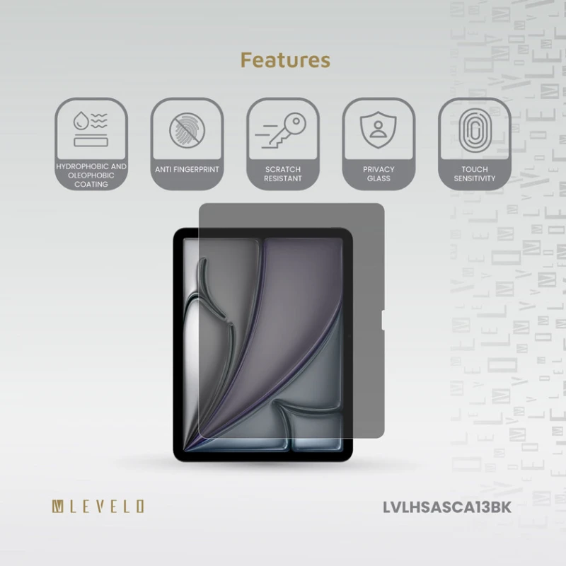 Защитное стекло Levelo High Silicone Aluminum Glass Privacy для iPad 13