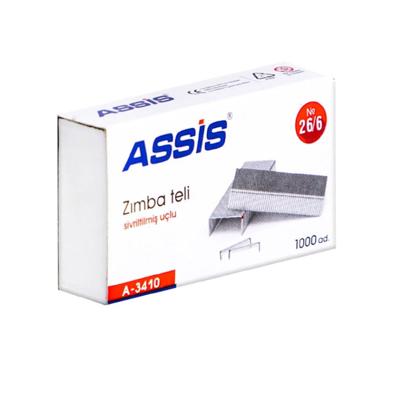 Скобы Assis A-3410, 26/6, 1000 шт Скобы Assis A-3410, 26/6, 1000 шт