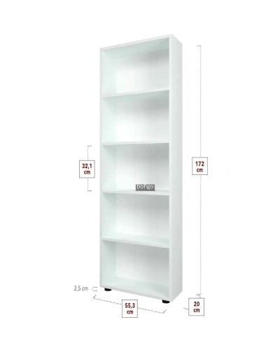 Kitablar üçün şkaf Modern 12115588, LDSP, ağ, 172x56x20 sm