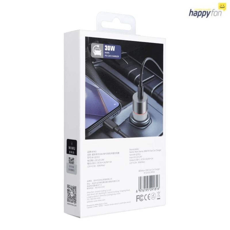 Зарядное устройство автомобильное Wiwu Wi-QC021 USB-C 30W PD+QC (6976195091816) Зарядное устройство автомобильное Wiwu Wi-QC021 USB-C 30W PD+QC (6976195091816)