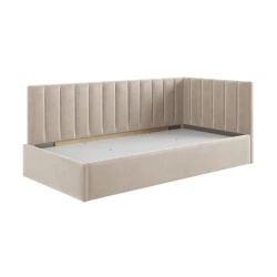 Односпальная кровать Art_tek_yataq 69, ламинат/текстиль, бежевая, 200x85x90 см