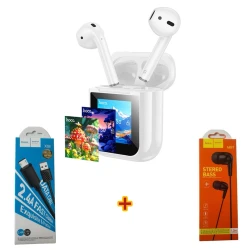 Беспроводные наушники Hoco ew80 white + наушники + кабель для зарядки