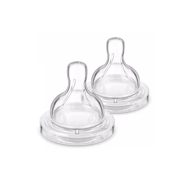 Набор сосок для кормления Philips AVENT Anti-colic SCY763/02, силикон, прозрачный, 3+ мес, 2 шт