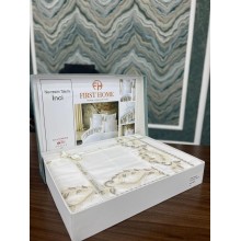 Yataq dəsti FIRST HOME, satin, pambıq, yorğan üzü 200x220 sm, mələfə 250x250 sm, yastıq üzü 50x70 sm 2 əd, ikinəfərlik, Orkide/İnci/Menekşe/Manolya/Pandora/Fleur Satin/güpürlü modellər - TP-TK-237