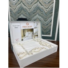 Yataq dəsti FIRST HOME, satin, pambıq, yorğan üzü 200x220 sm, mələfə 250x250 sm, yastıq üzü 50x70 sm 2 əd, ikinəfərlik, Orkide/İnci/Menekşe/Manolya/Pandora/Fleur Satin/güpürlü modellər - TP-TK-237