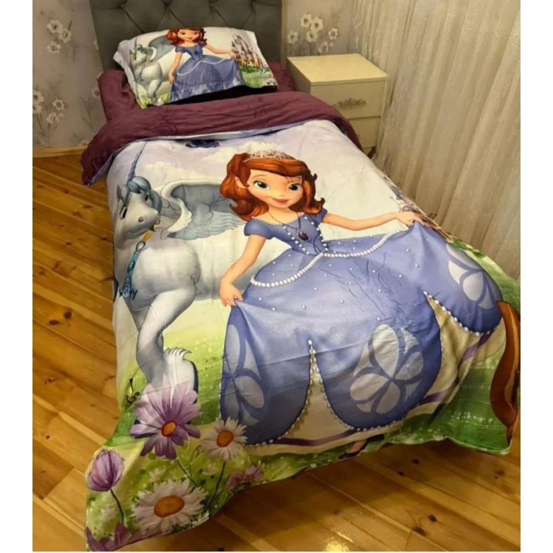 Комплект детского постельнего белья Sahara SHA-00002874, пододеяльник 160х220 см, простыня 180х220 см, наволочка 50х70 см, односпальный, велюр, разноцветный Комплект детского постельнего белья Sahara SHA-00002874, пододеяльник 160х220 см, простыня 180х220 см, наволочка 50х70 см, односпальный, велюр, разноцветный