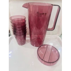 Набор графин + 6 стаканов 344, акрил, 1 л, розовый