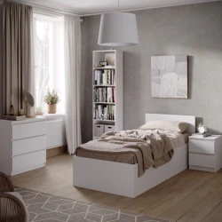 Односпальная кровать Art_tek_yataq 19, ламинат, белая, 200x85x90 см