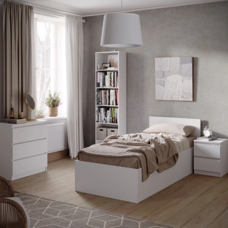 Tək nəfərlik çarpayı Art_tek_yataq 19, laminat, ağ, 200x85x90 sm