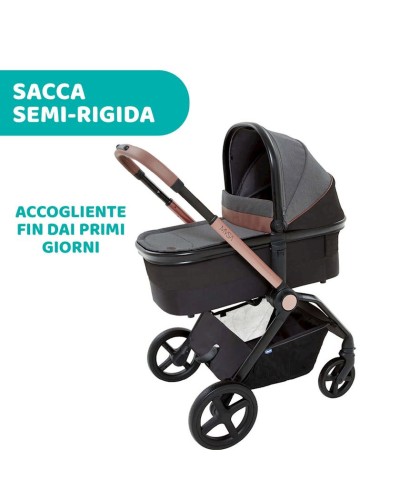 Uşaq arabası üçün beşik Chicco Mysa Satin, qara/boz