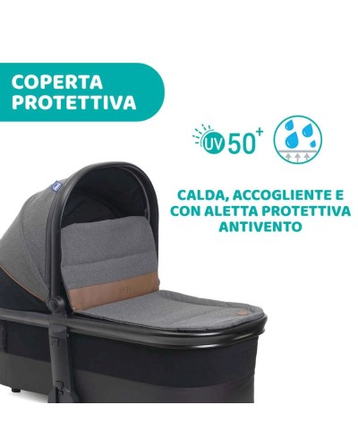 Uşaq arabası üçün beşik Chicco Mysa Satin, qara/boz