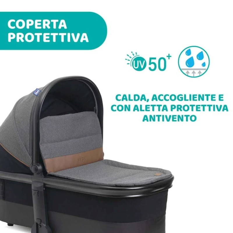 Люлька для коляски Chicco Mysa Satin, черная/серая