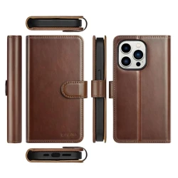 Çexol Puloka Leather Flip Apple iPhone 14 Pro üçün Brown (B0CCMLVZSZ)
