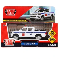 Машинка Технопарк Toyota Hilux Police 12 см, пластик/металл, белый