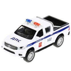 Машинка Технопарк Toyota Hilux Police 12 см, пластик/металл, белый