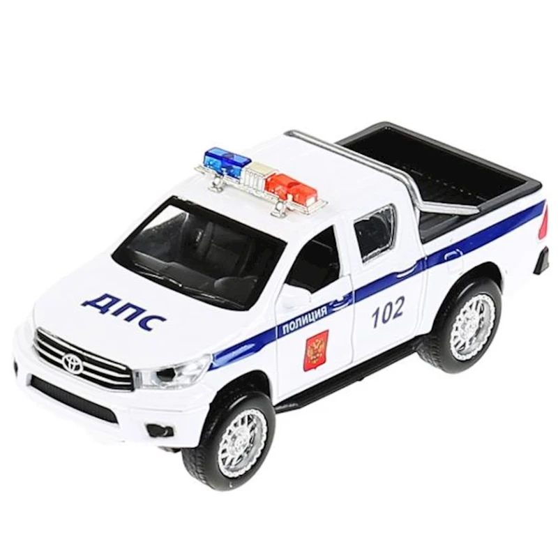Машинка Технопарк Toyota Hilux Police 12 см, пластик/металл, белый