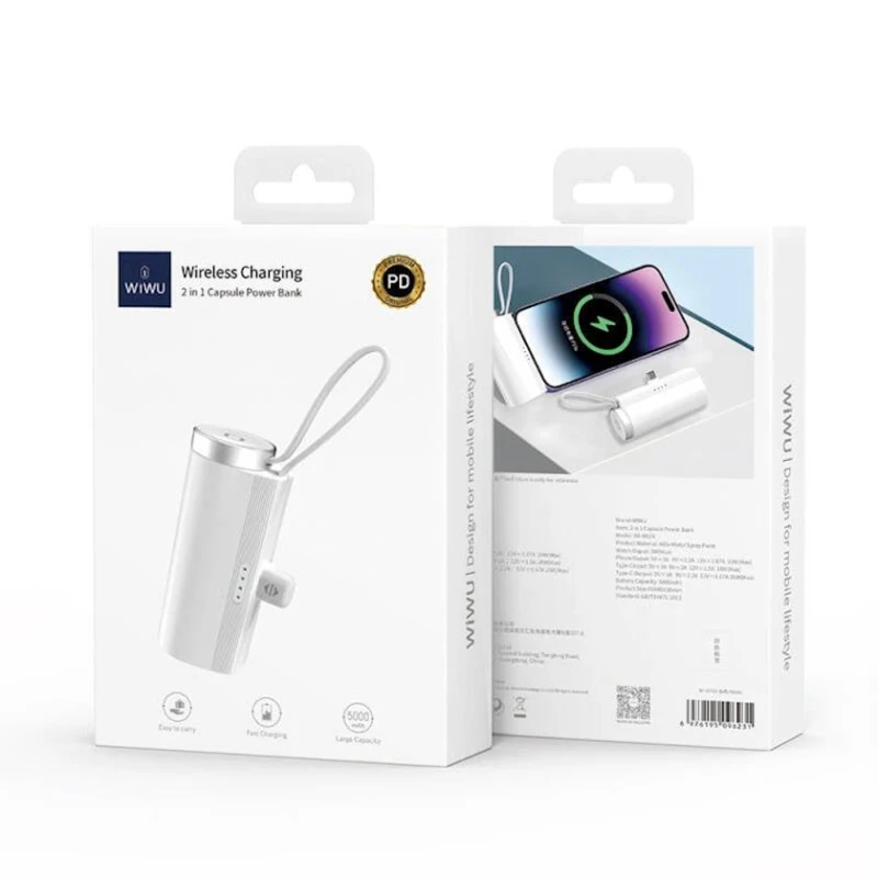 Внешний аккумулятор Wiwu Wi-W026 5000 mAh White Внешний аккумулятор Wiwu Wi-W026 5000 mAh White