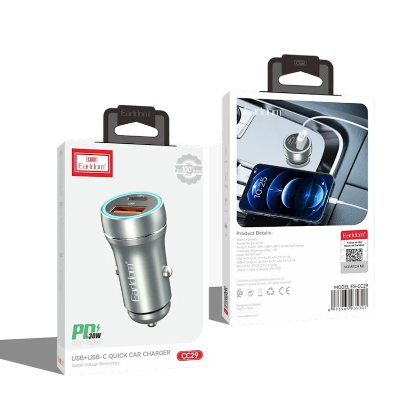 Автомобильное зарядное устройство Earldom ES-CC29 Silver Автомобильное зарядное устройство Earldom ES-CC29 Silver