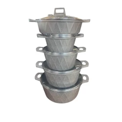 Набор кастрюль, гранит, серый/белый, 10 предметов, кастрюли 20/24/28/32 см, сковорода 28 см