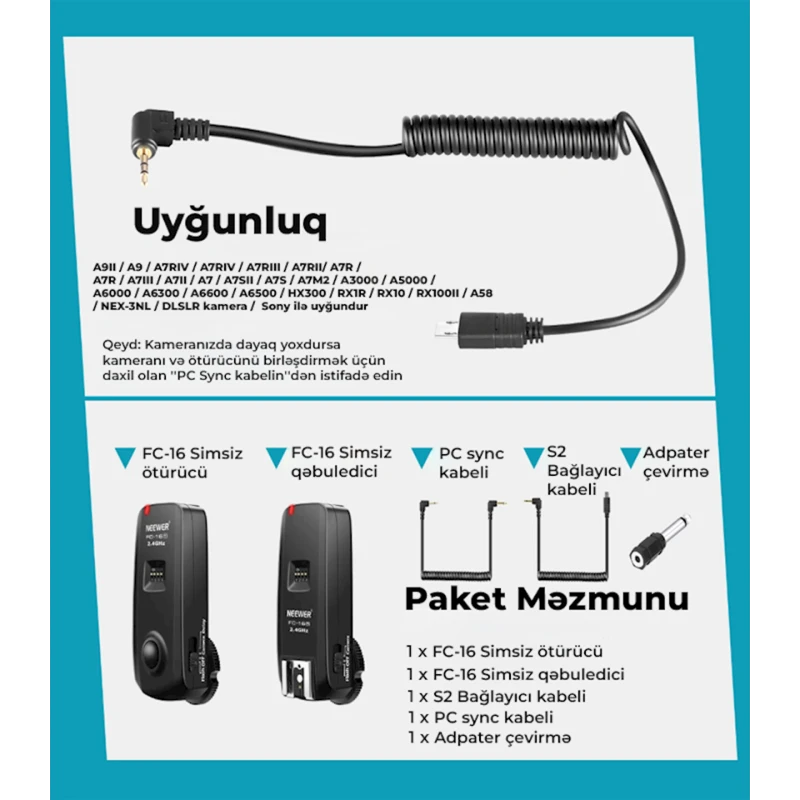Комплект синхронизатора для вспышки Neewer FC-16-3 Комплект синхронизатора для вспышки Neewer FC-16-3